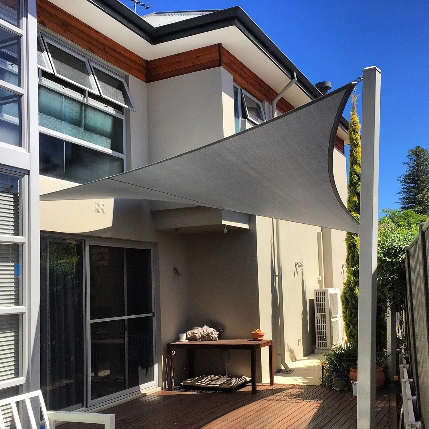 Shade Sail Triangle 13.6x13.6x13.6ft, Outdoor Garden Sun Canopy Waterproof, Shade Cloth for Patio 95% UV Block Awning Canopy Sunshade Cover with Hardware Kit