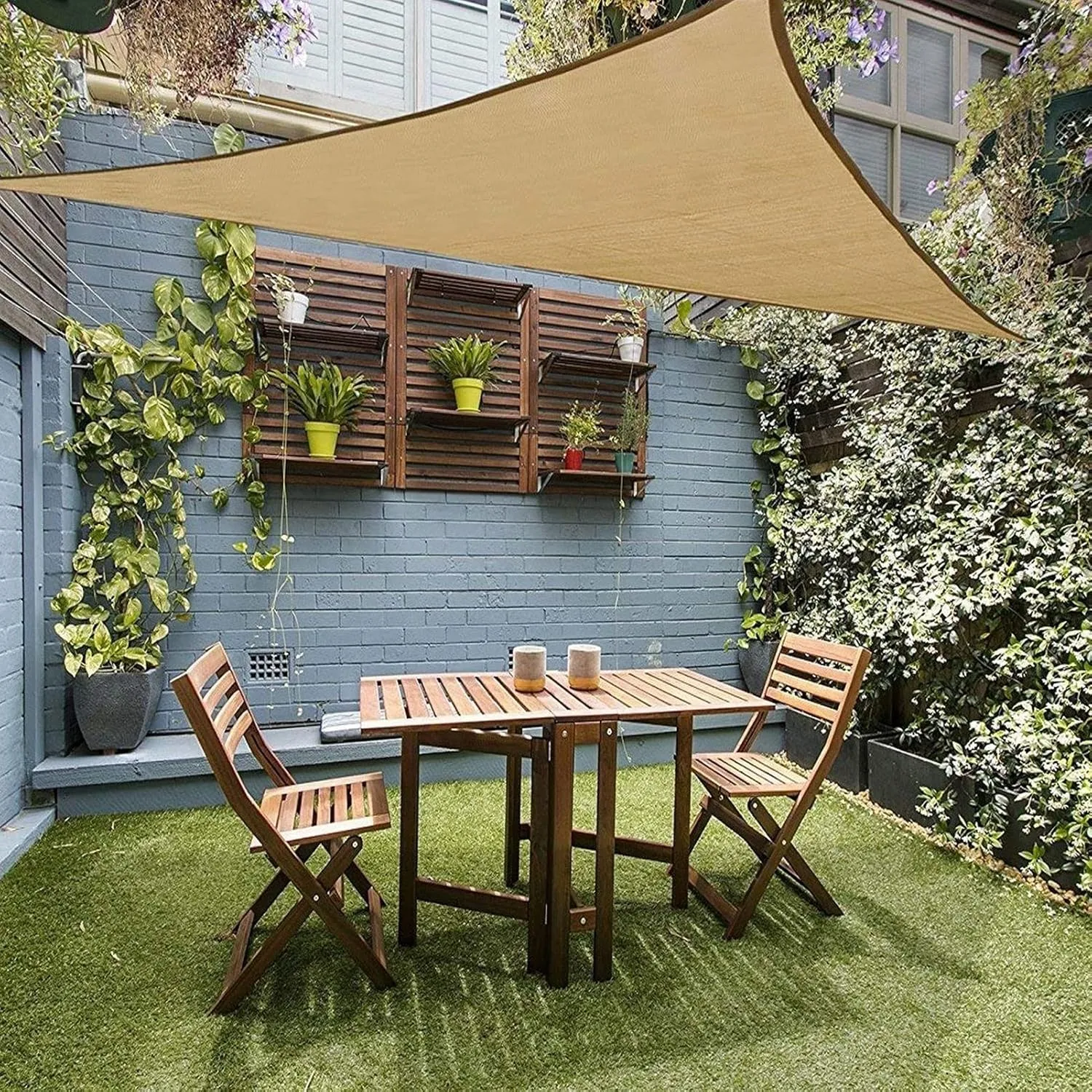 Shade Sail Triangle 13.6x13.6x13.6ft, Outdoor Garden Sun Canopy Waterproof, Shade Cloth for Patio 95% UV Block Awning Canopy Sunshade Cover with Hardware Kit