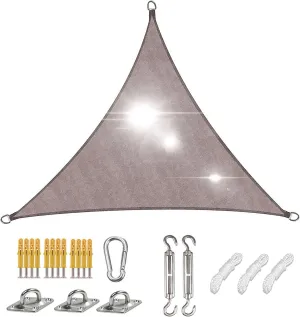 Shade Sail Triangle 13.6x13.6x13.6ft, Outdoor Garden Sun Canopy Waterproof, Shade Cloth for Patio 95% UV Block Awning Canopy Sunshade Cover with Hardware Kit