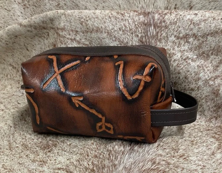 Shaving Kit - Brown Brand Embossed Leather