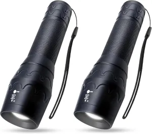Single Mode LED Flashlight High Lumens, Adjustable Focus, Emergency Flashlights for Power Outages, Camping and Home Use, 2 Pack