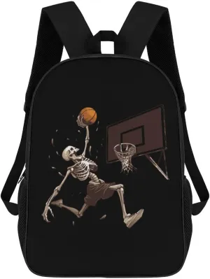 Skeleton Basketball Slam Dunk Laptop Backpack for Men Women 17 Inch Travel Computer Bag Lightweight Daypack