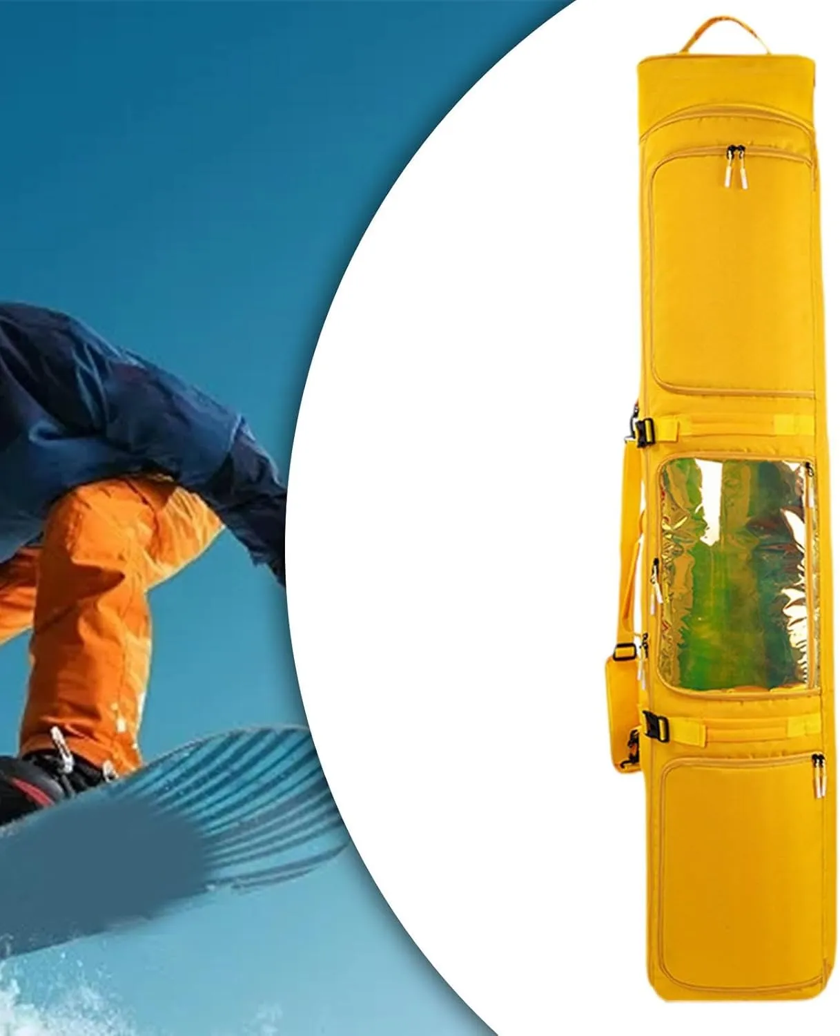 Ski Bag Snowboard Bag with Wheels Large Capacity Pouch with Handle Snowboard Backpack Ski Gear Bag for Skiing Winter Sports