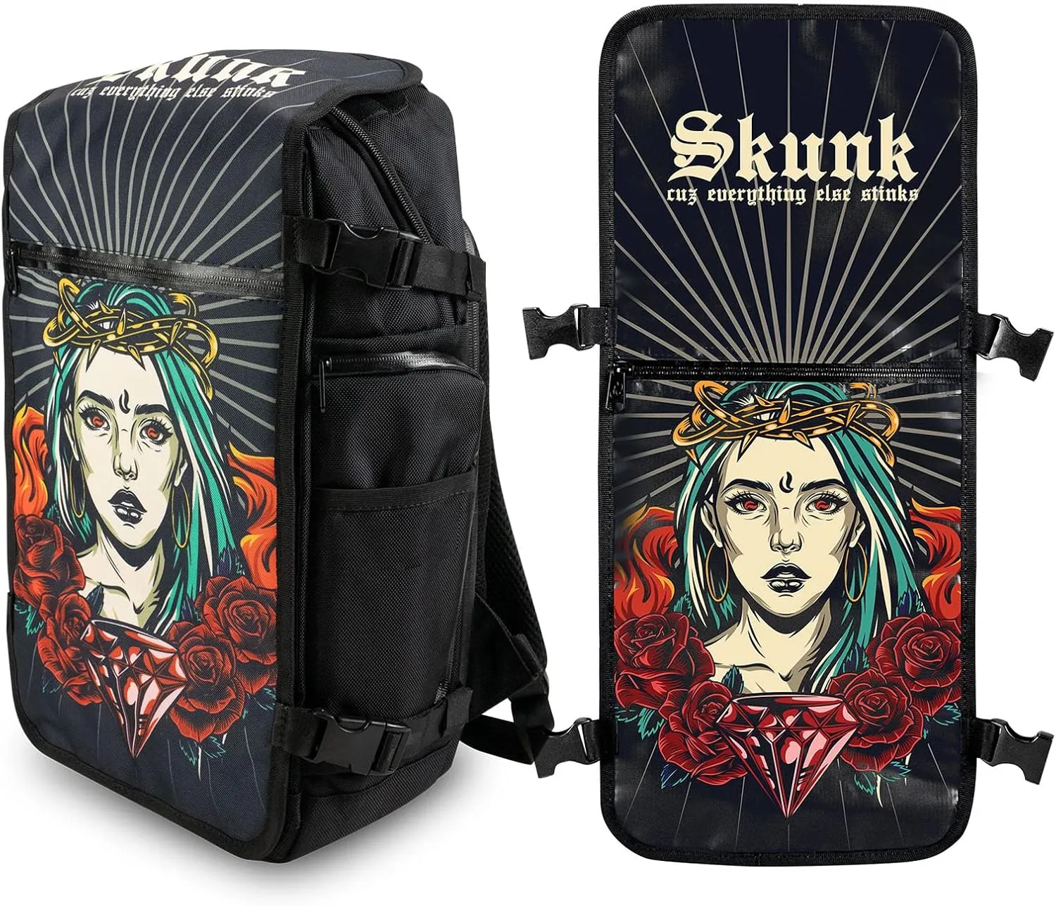 Skunk FaceOff Customizable Smell-proof Fashion Backpack (Reflection, Large)