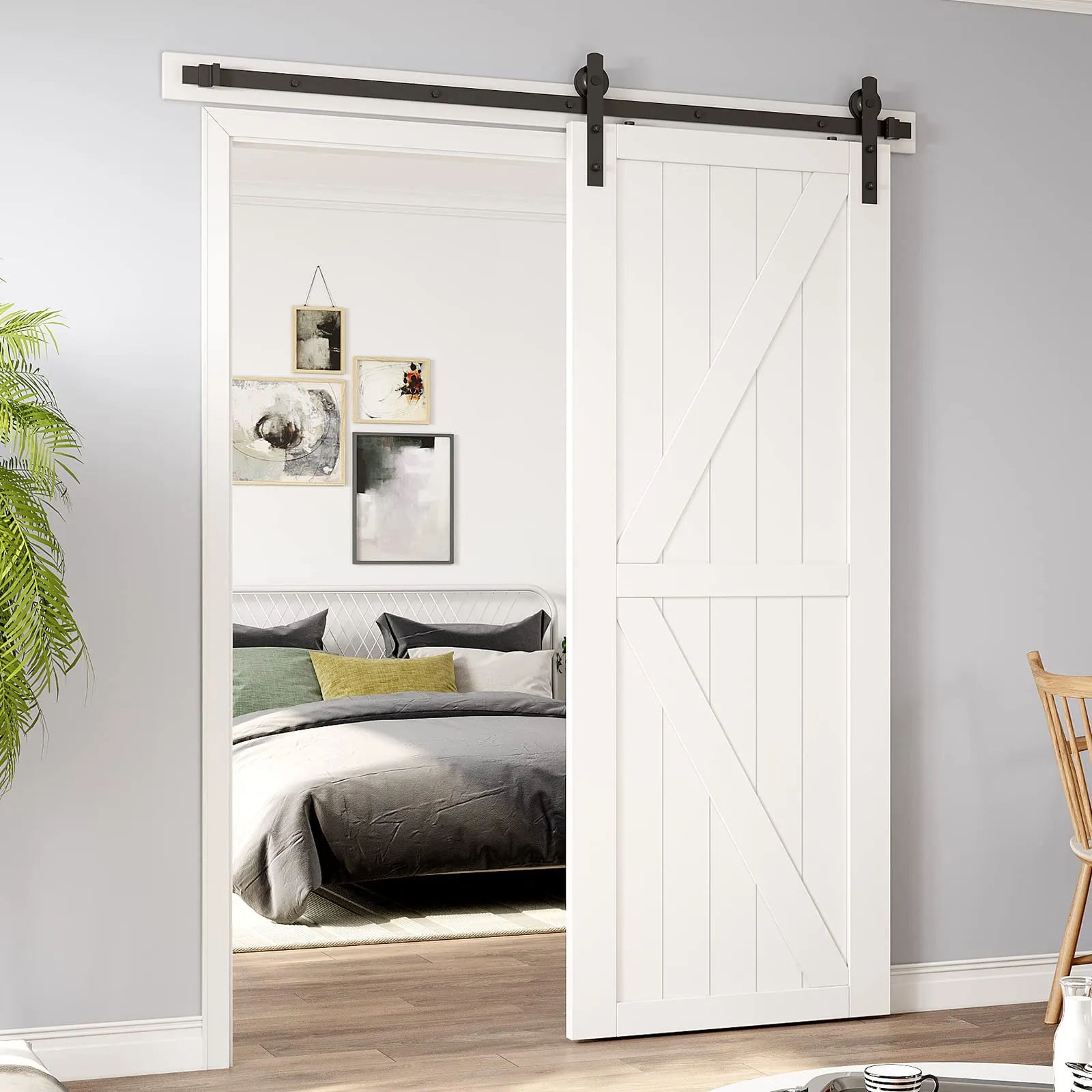 Sliding Barn Door Hardware Kit 2m Heavy Duty Damper Track Rail Roller System