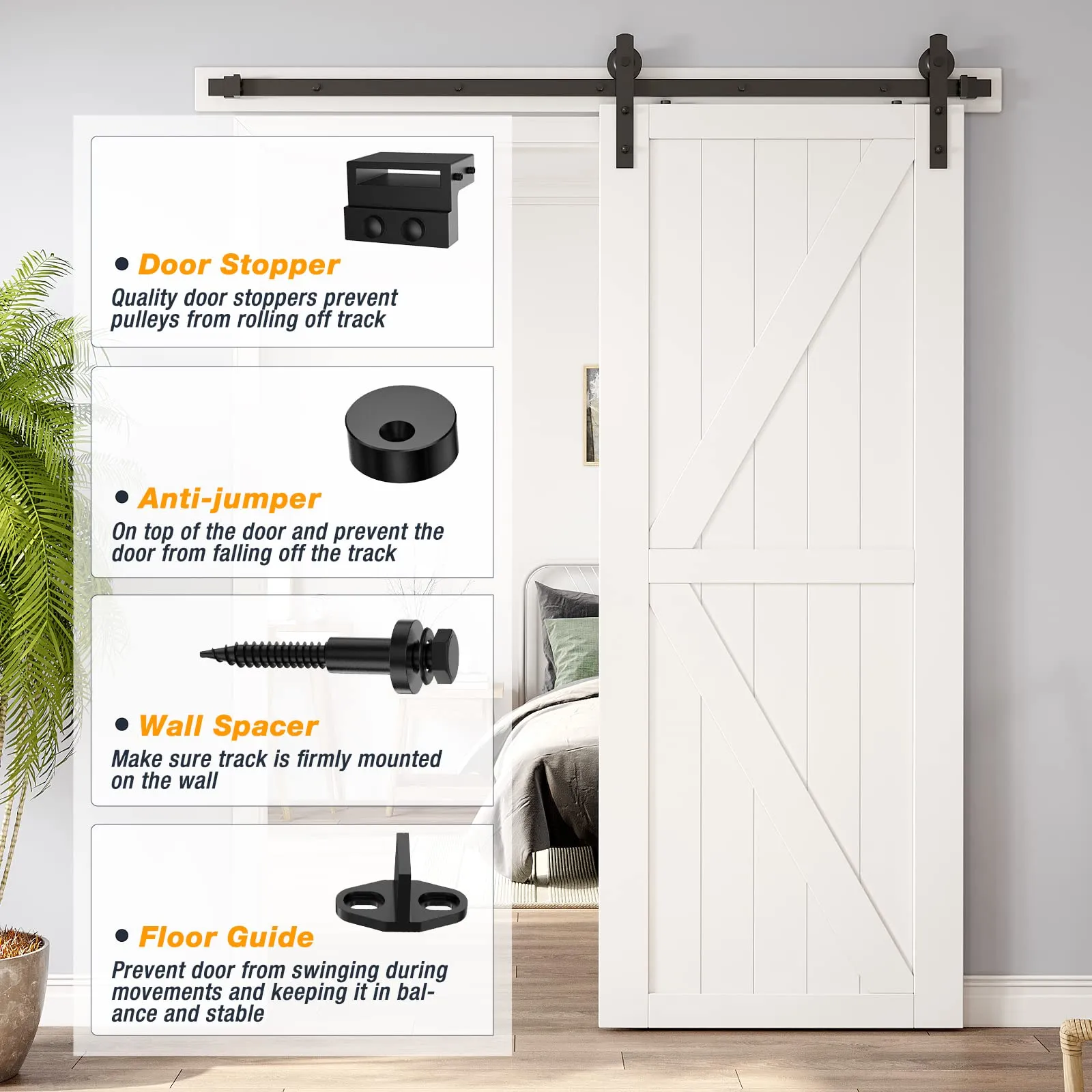 Sliding Barn Door Hardware Kit 2m Heavy Duty Damper Track Rail Roller System