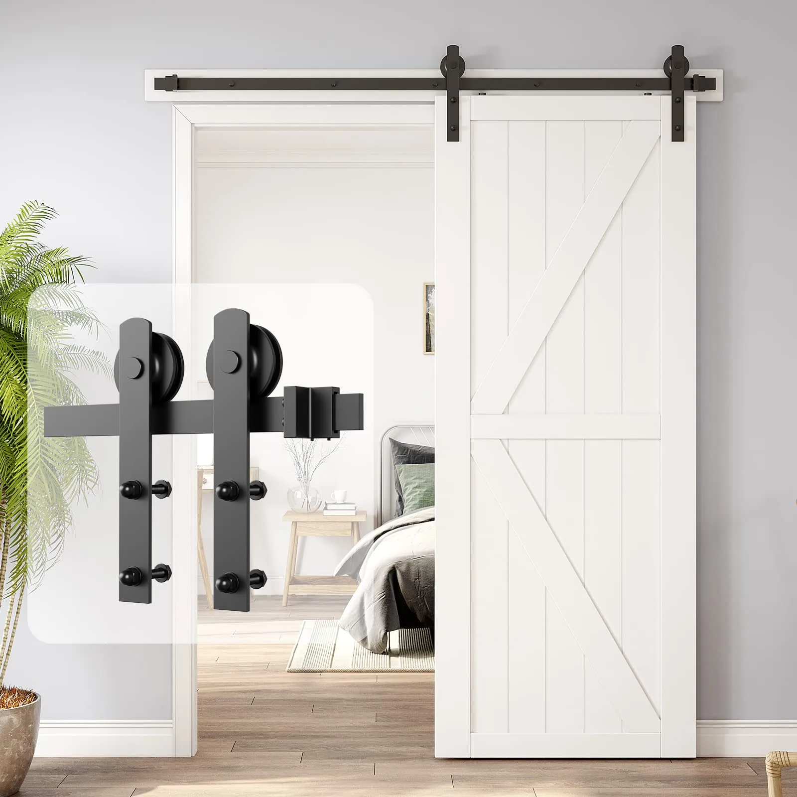 Sliding Barn Door Hardware Kit 2m Heavy Duty Damper Track Rail Roller System