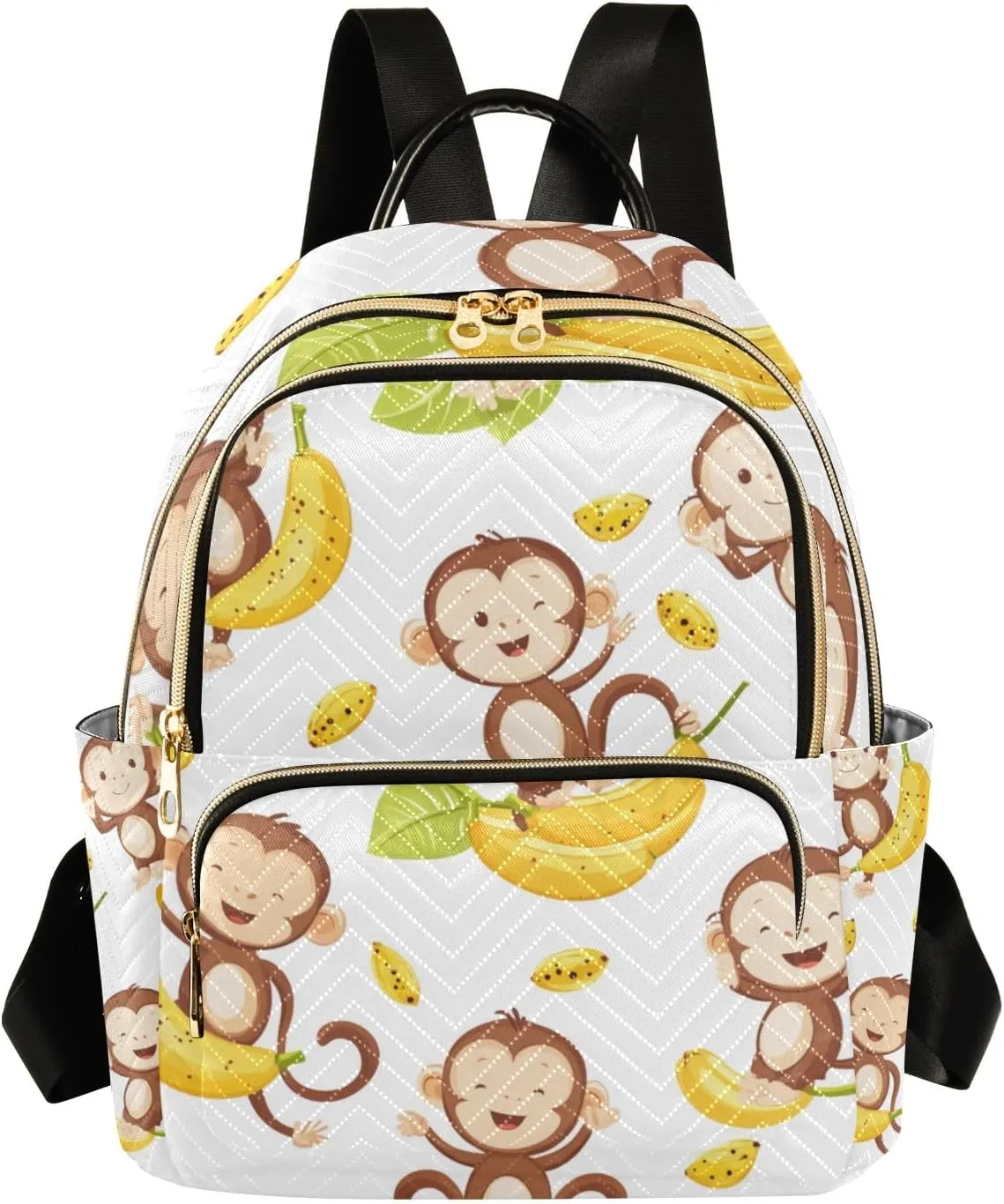 Small Backpack Purse for Women, Happy Bananas Monkeys Travel Bag Casual Daypack Shoulder Bag