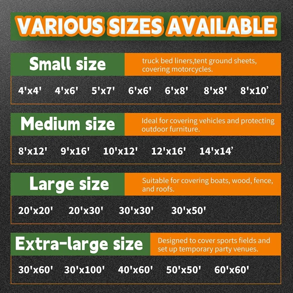 Small Black Tarps 4x6 Feet (2 Pack), UV Resistant, 8 Mil Multipurpose Medium Duty Waterproof Poly Tarp Cover with Metal Grommets and Reinforced Edges by RAINDEWAY