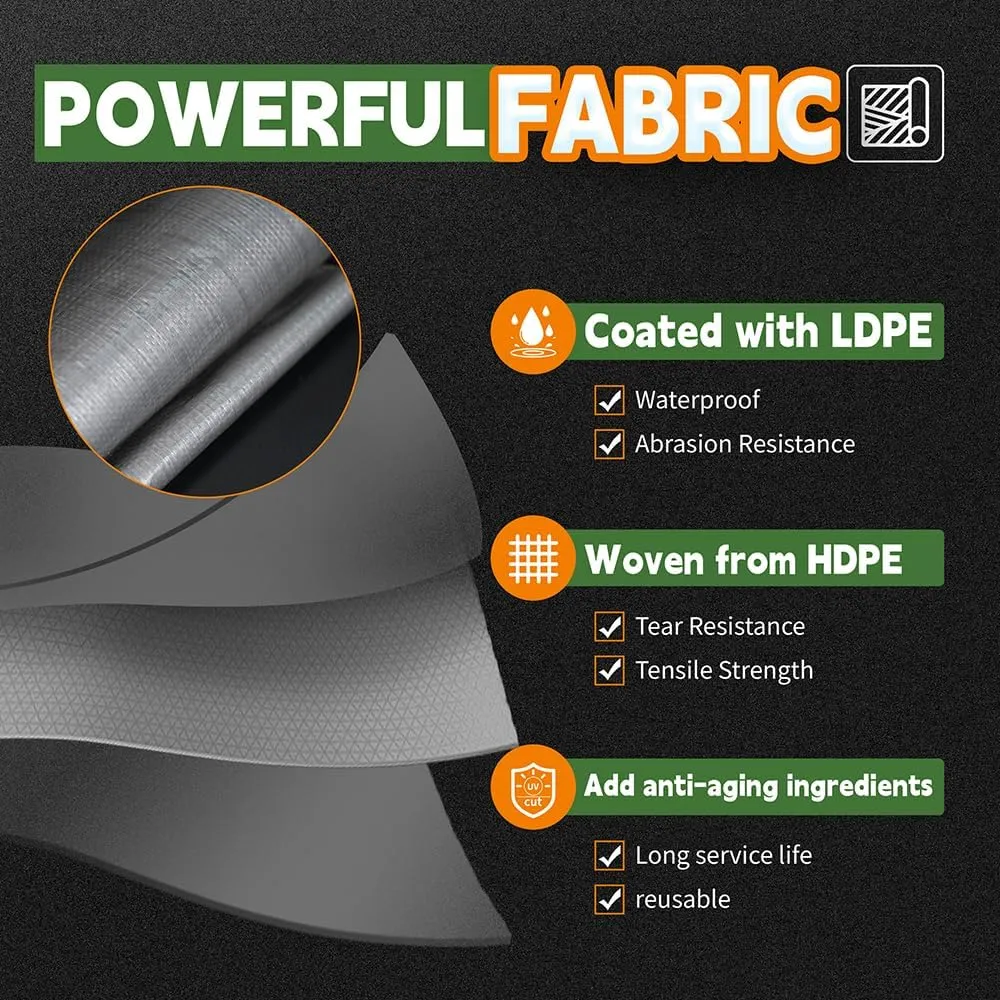 Small Tarps Heavy Duty Waterproof 4x6 Feet (3 Pack), 10Mil Multipurpose Poly Tarp Cover with Metal Grommets and Reinforced Edges, Silver/Brown Tarp by RAINDEWAY
