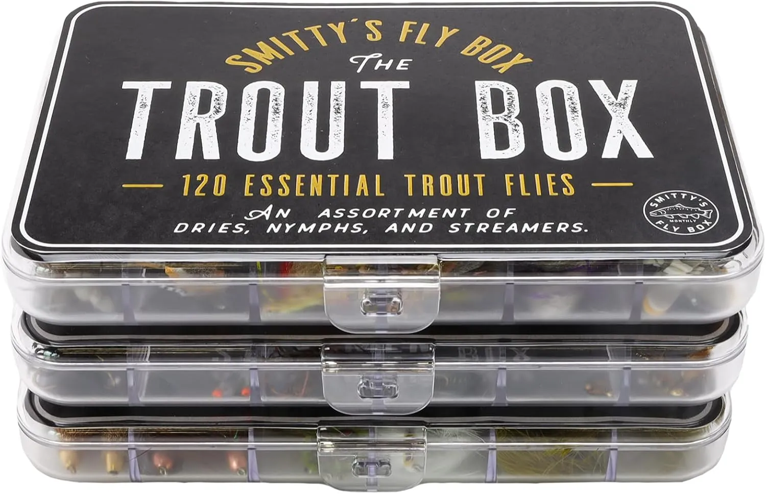Smitty's Fly Box - Trout Box - Premium Trout Flies - Assortment of Dry Flies, Nymphs, Euro Nymphs, Stimulators, Wooly Buggers and Streamers for Fly Fishing