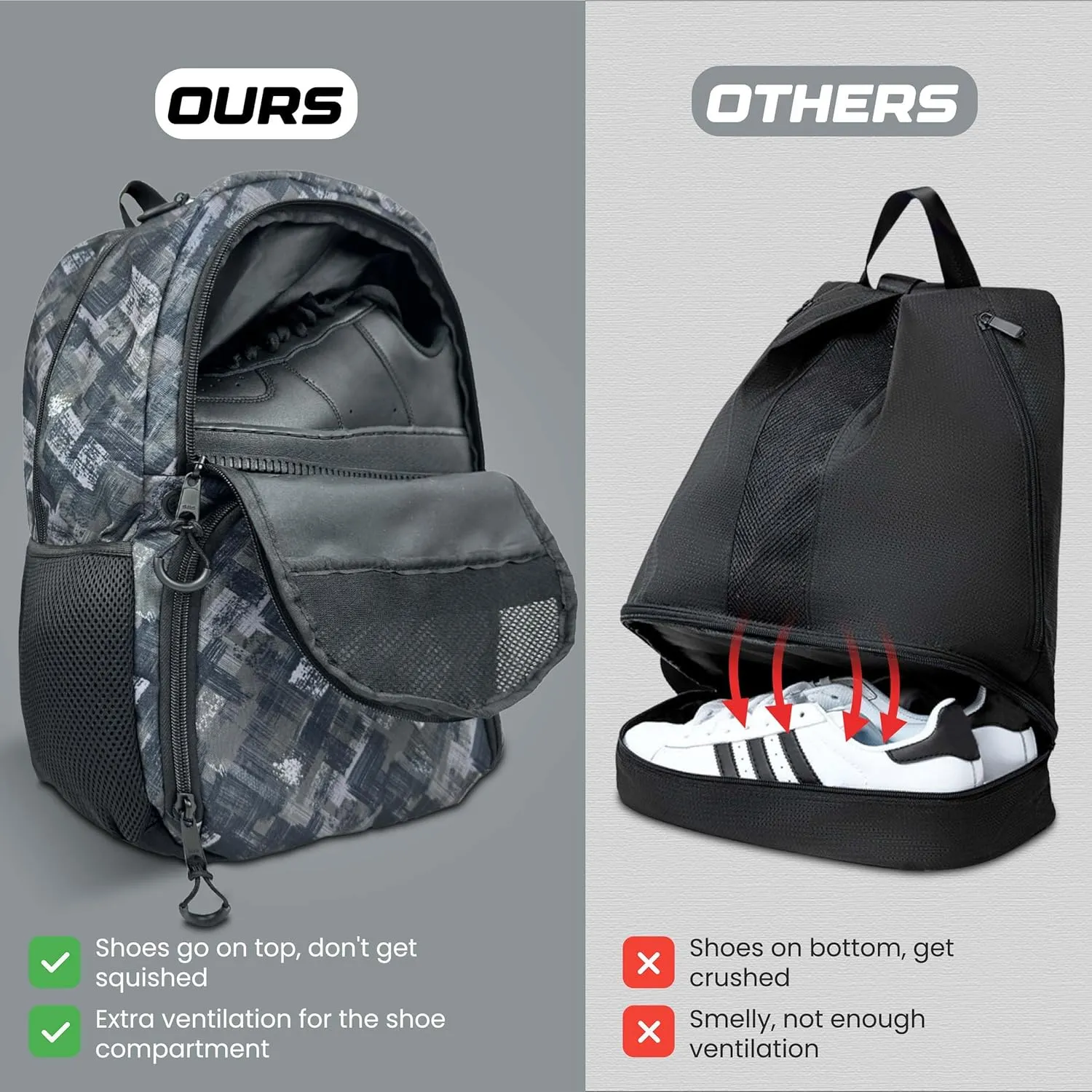 Soccer & Basketball Sports Bag with Ball Pump - Basketball Backpack with Separate Ball & Shoes Holder Compartment, Soccer Basketball Football & Volleyball Bag with Large Capacity