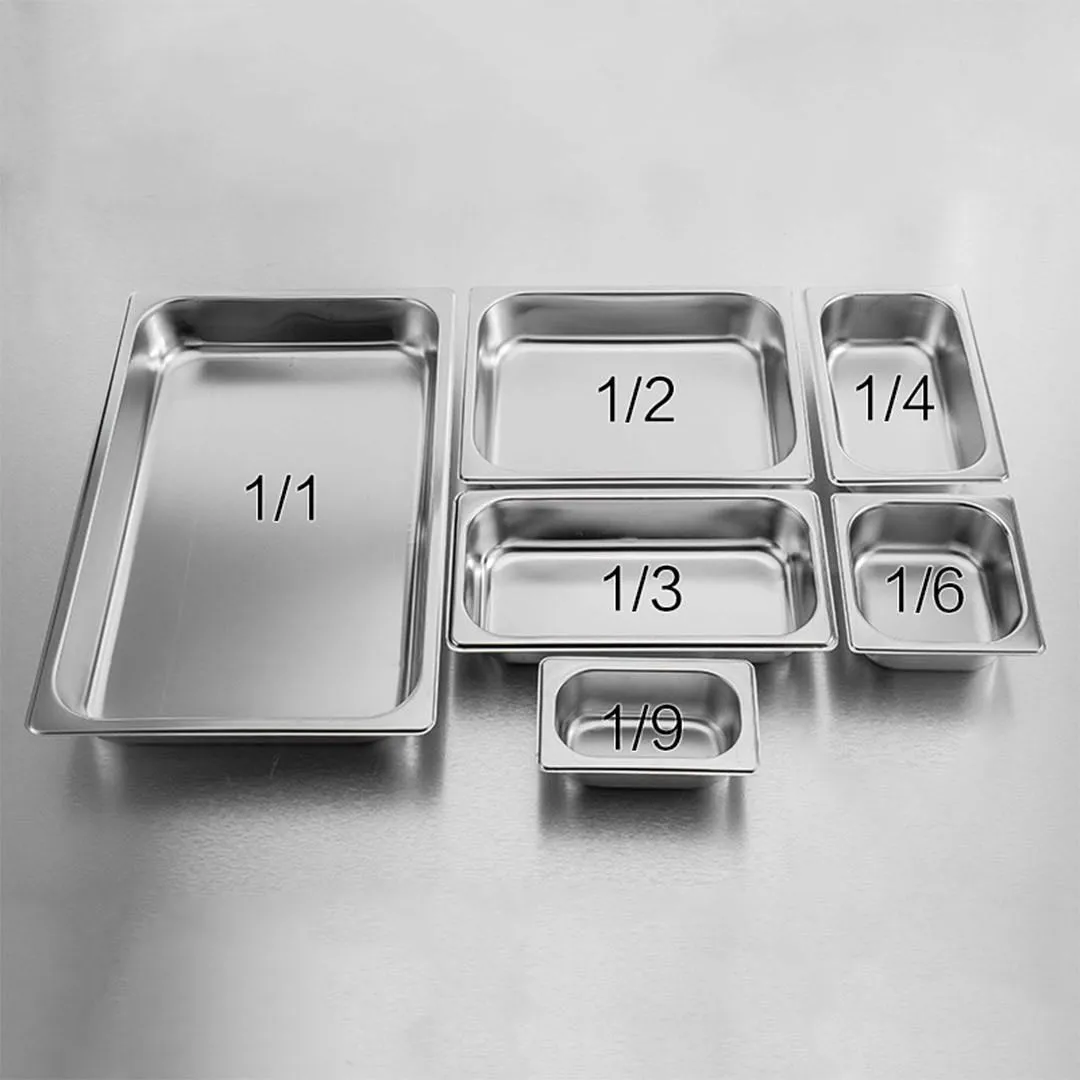 SOGA 2X Gastronorm GN Pan Full Size 1/3 GN Pan 6.5 cm Deep Stainless Steel Tray With Lid