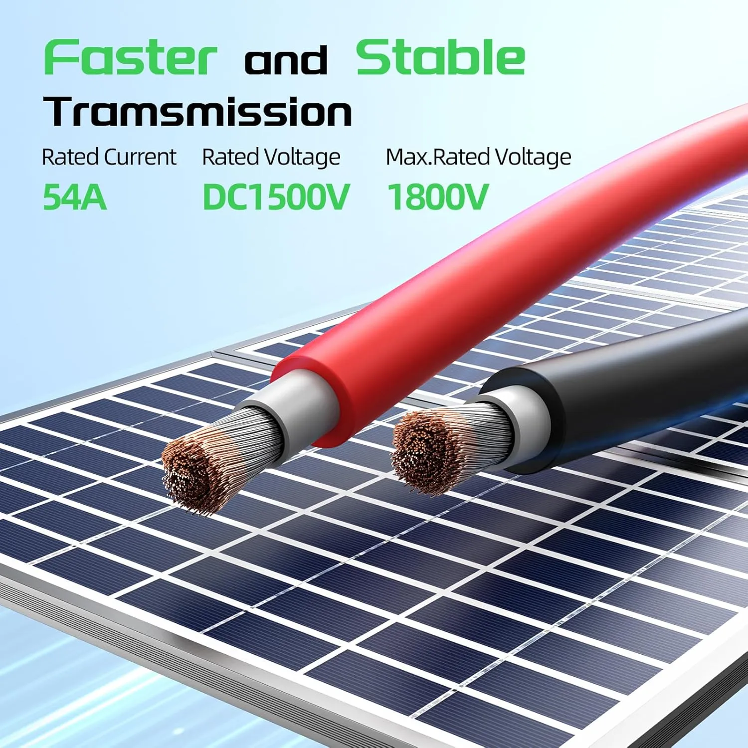 Solar Panel Wire 50Ft Black and 50Ft Red Kit, Solar Panel Extension Cable 10AWG (6mm²) Tinned Copper Wire for Outdoor Automotive RV Boat Marine Solar Panel (Black Red)