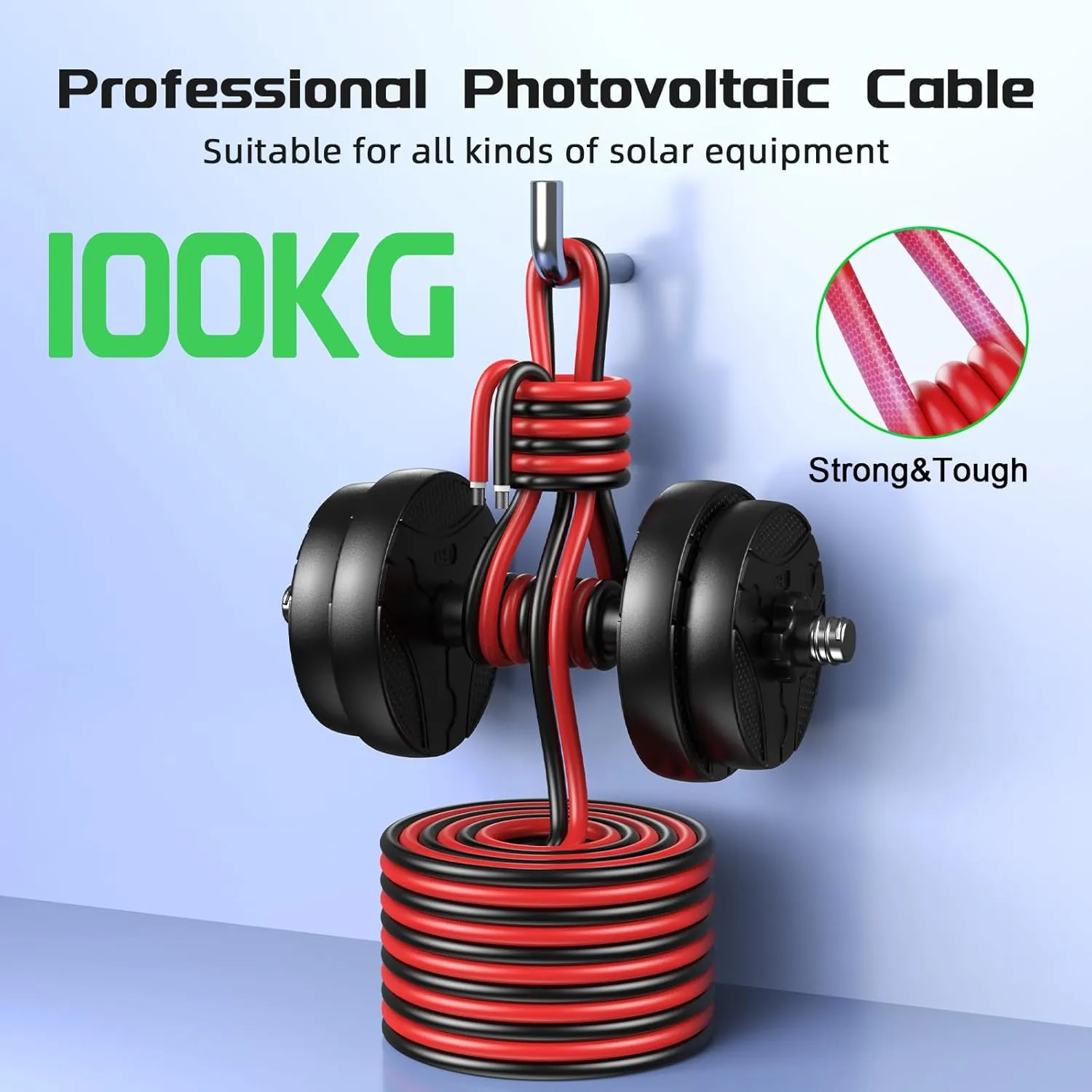 Solar Panel Wire 50Ft Black and 50Ft Red Kit, Solar Panel Extension Cable 10AWG (6mm²) Tinned Copper Wire for Outdoor Automotive RV Boat Marine Solar Panel (Black Red)