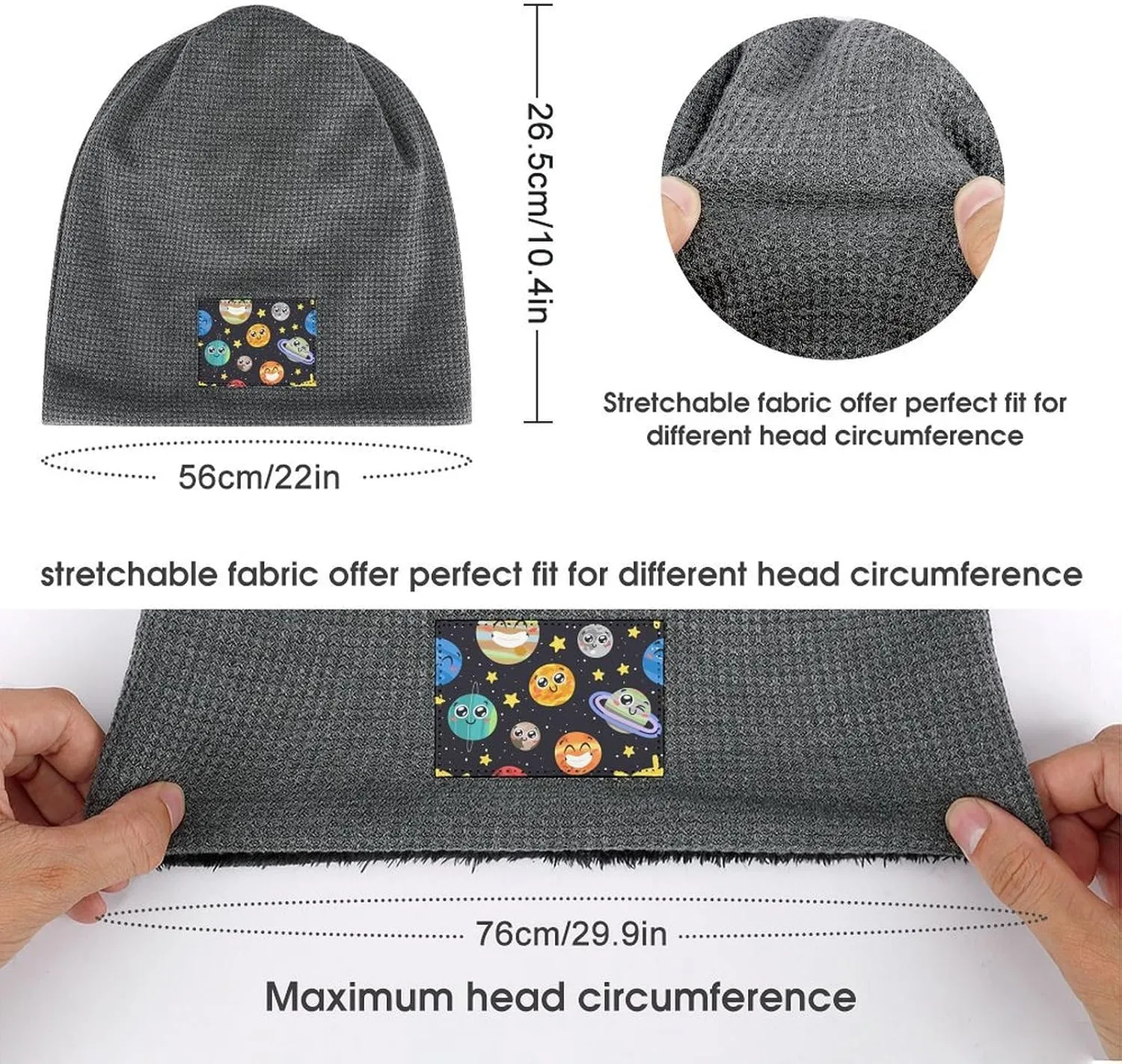 Solar System Space Star Winter Beanie Hat Personalized Plush Skull Cap Warm Ski Knitted Hat Unisex