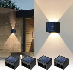 Solar Wall Lights Outdoor, LED Up Down Adjustable Beam Dusk to Dawn Outside Automatic Lighting Waterproof for Porch, Backyard, Patio, Deck, Garden, Retaining Wall, Walkway 4 Pack