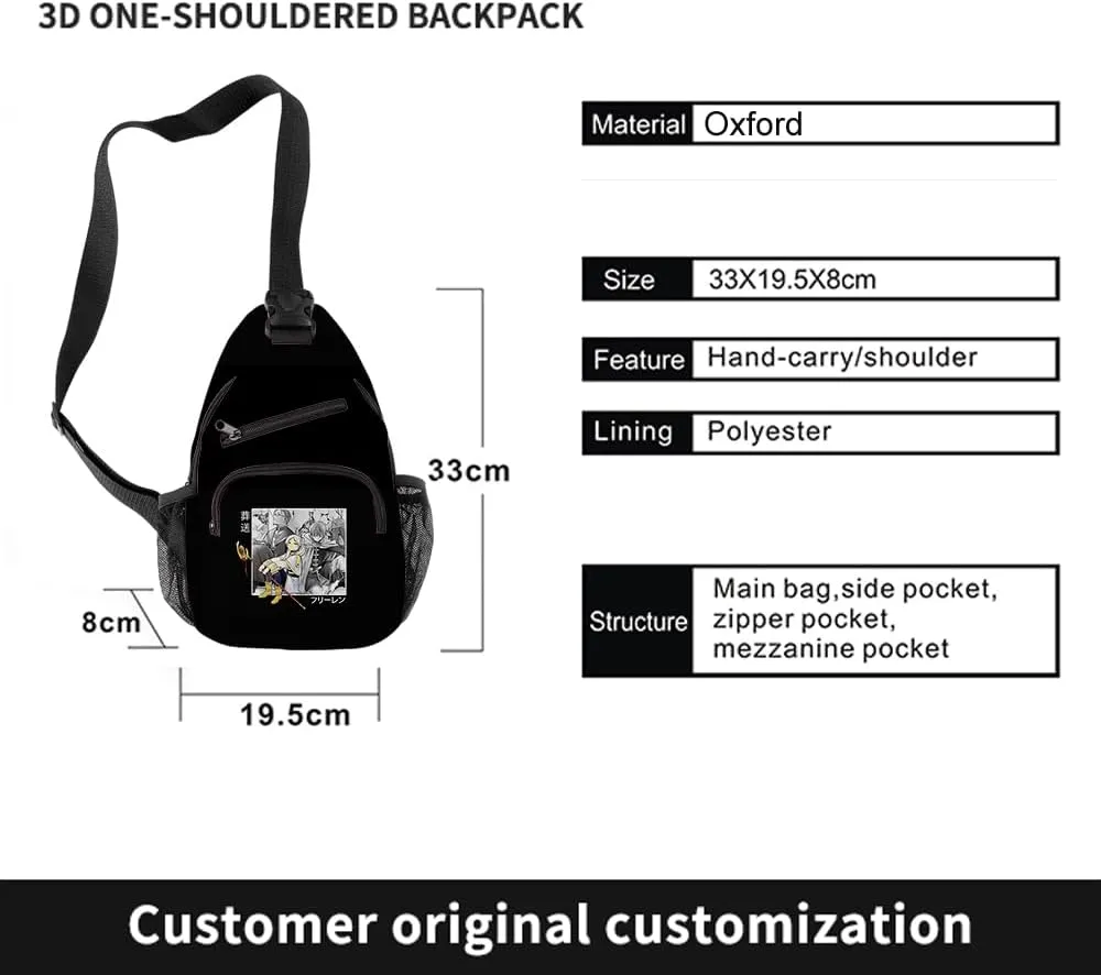 Sousou no Frieren Anime Merch Backpack Women Men Three-piece Sets Bag Fashion Daypack (Chest bag)