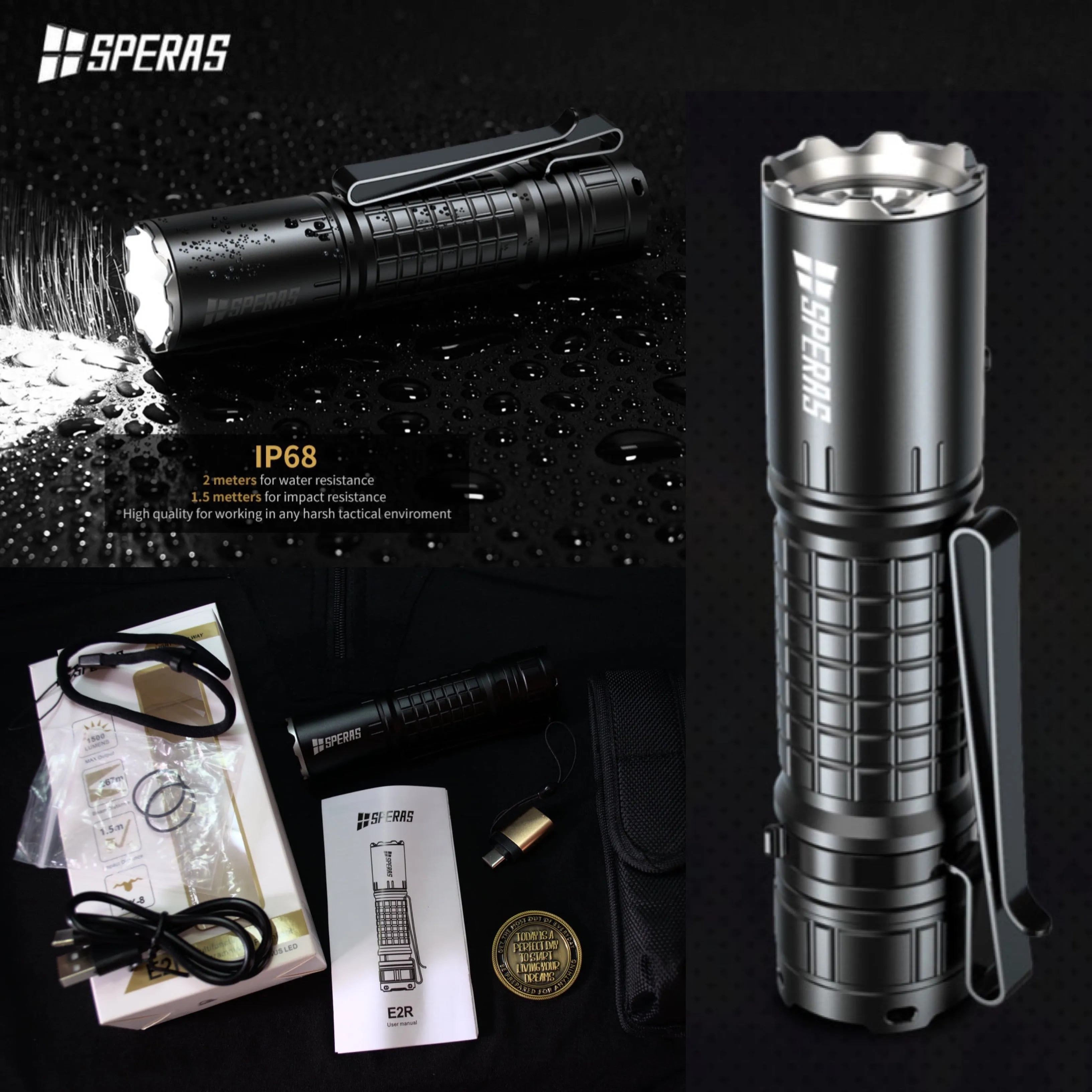 SPERAS E2R 1500LMS 267M 21700 EDC Flashlight