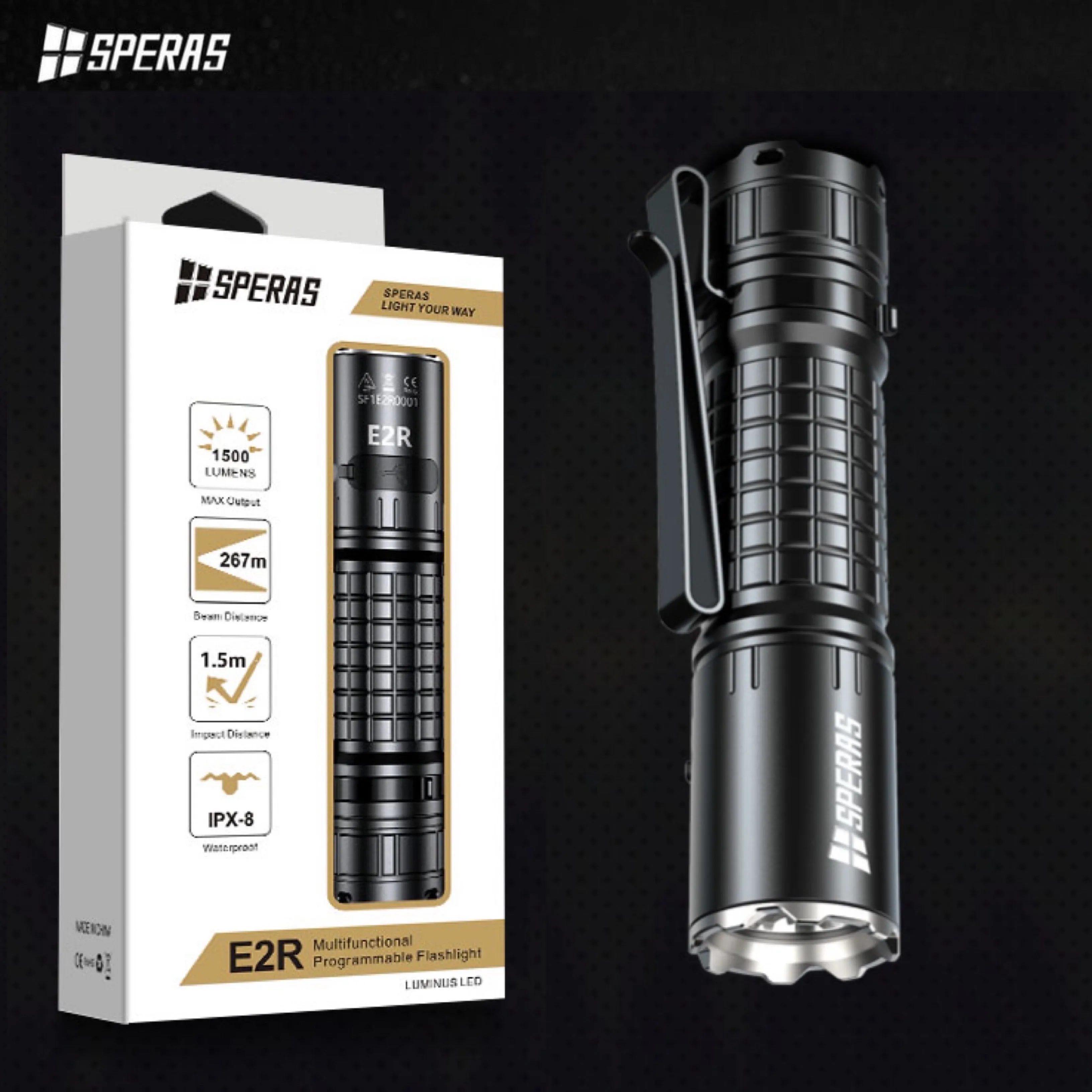 SPERAS E2R 1500LMS 267M 21700 EDC Flashlight