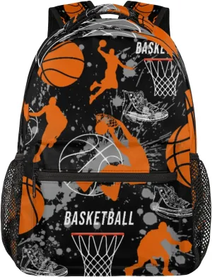 Sports Backpack for Boys, 18 Inch Basketball Print Travel Backpack