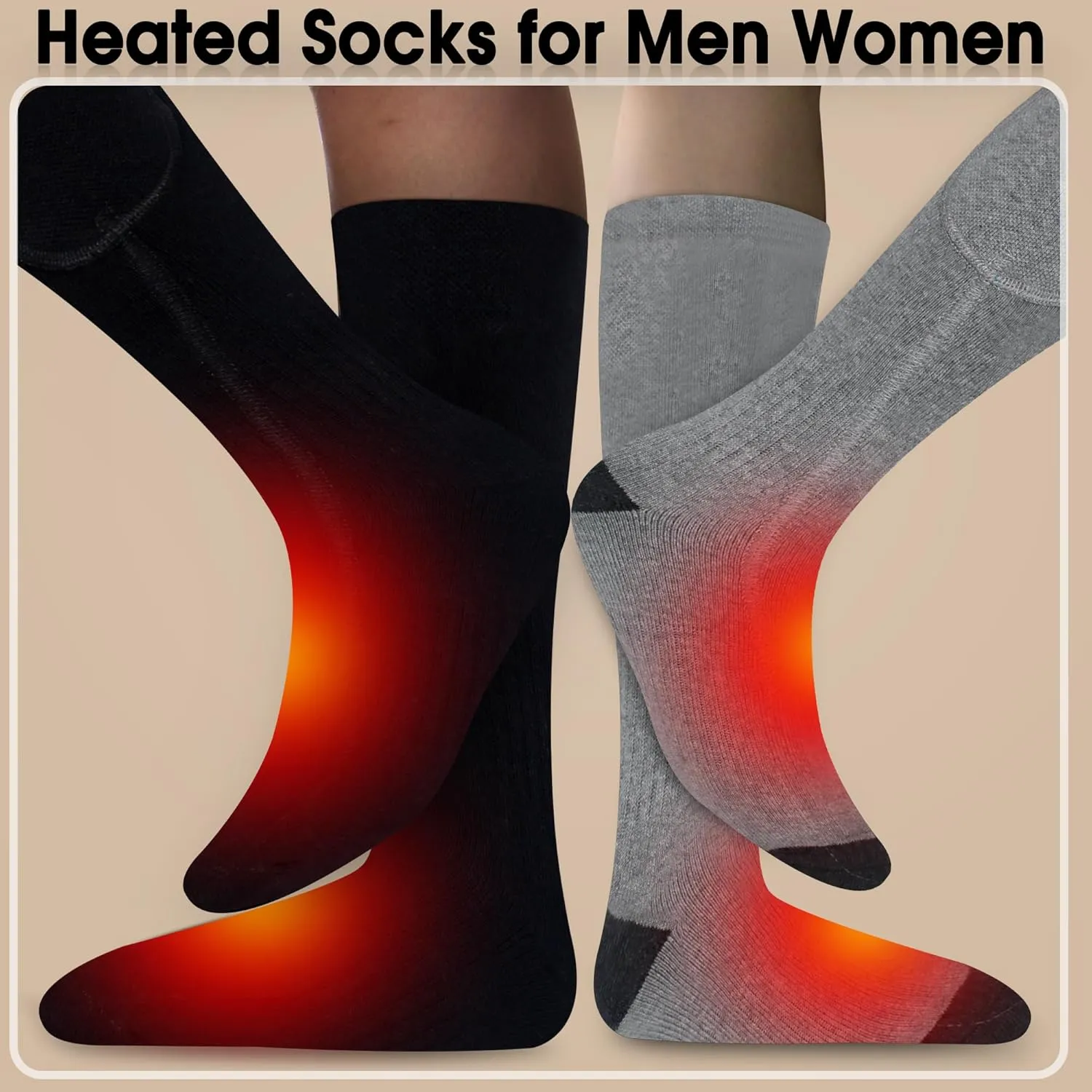 Spring Heated Socks - Rechargeable, Heating Men Women, Thermal Insulated, Sports Women's Hiking Winter Heating Socks