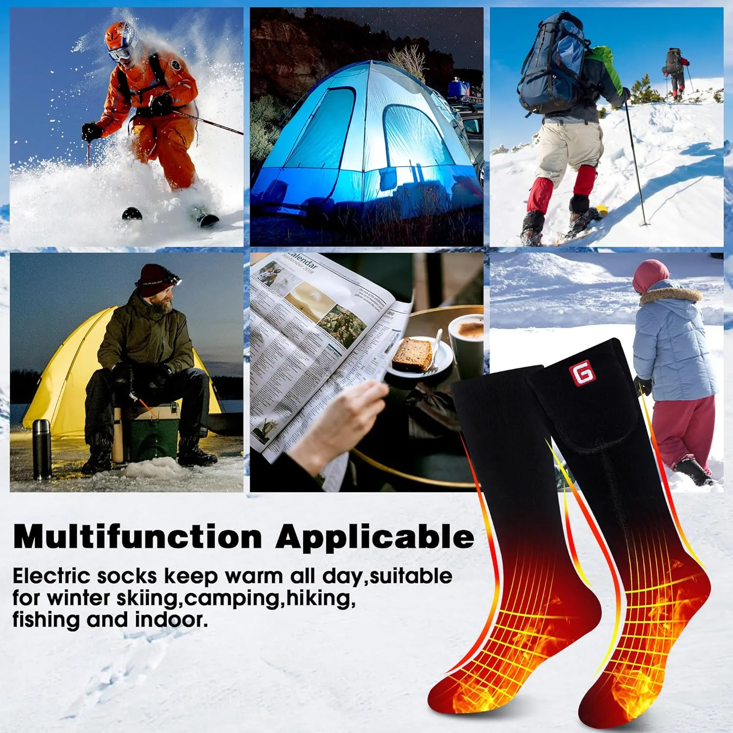 Spring Heated Socks - Rechargeable, Heating Men Women, Thermal Insulated, Sports Women's Hiking Winter Heating Socks