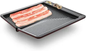Square BBQ Grill Pan - Korean Style, 5 Layer Titanium Nonstick, Smokeless, Cast Aluminum, Only for Gas Stove