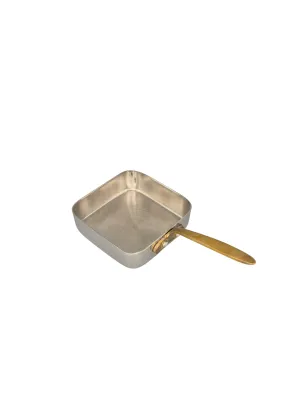 Square Shape Serving Mini Bites, Brass Handle, 70 ML, 2.5", Stainless Steel