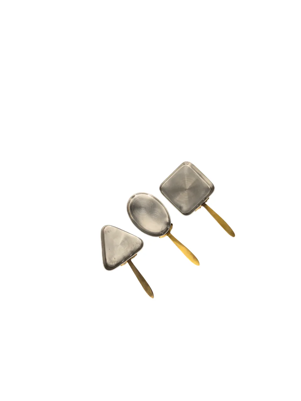 Square Shape Serving Mini Bites, Brass Handle, 70 ML, 2.5", Stainless Steel