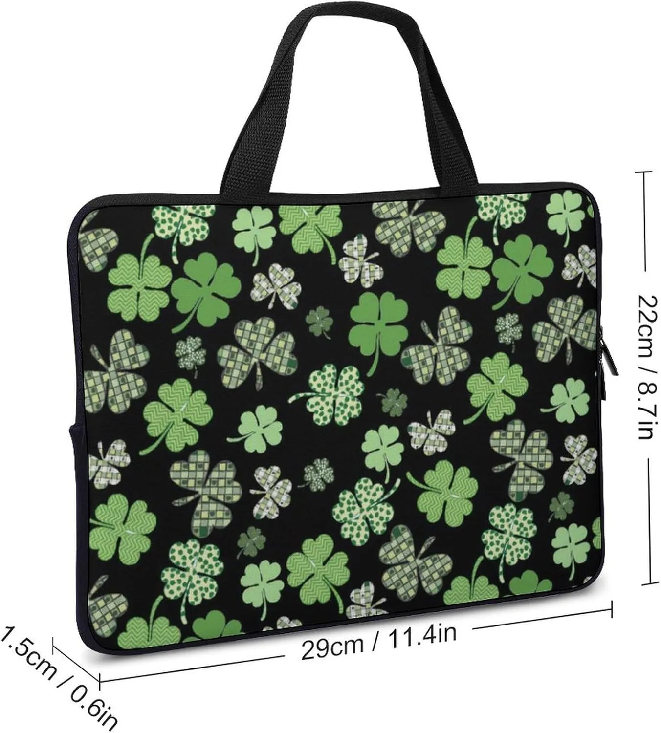 St Patrick Clover Green Laptop Bag Waterproof Dustproof Crack Proof Large Capacity