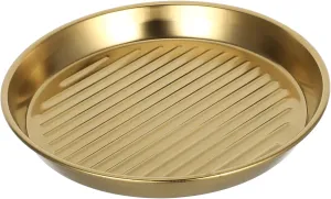 Stainless Steel Bbq Plate 20cm Metal Camping Plate for Steak Seafood Snacks Dinner Outdoor Picnic Family Gatherings