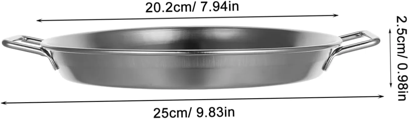 Stainless Steel Bbq Plate 20cm Round Tray Metal Camping Plates for Seafood Steak Snacks Outdoor Picnics and Birthday Gatherings