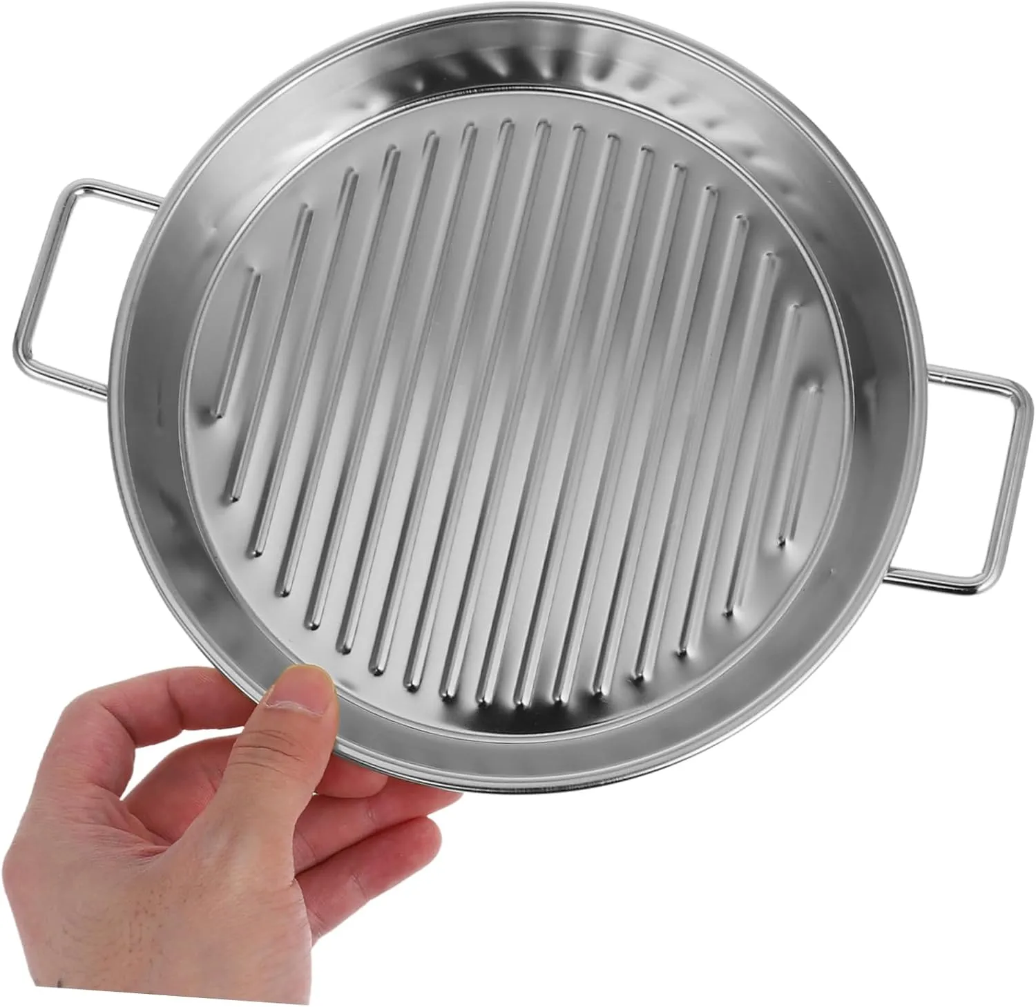 Stainless Steel Bbq Plate 20cm Round Tray Metal Camping Plates for Seafood Steak Snacks Outdoor Picnics and Birthday Gatherings
