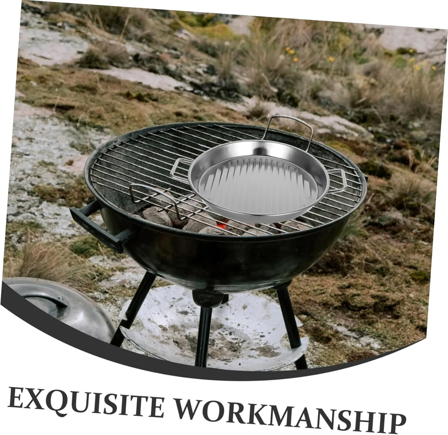 Stainless Steel Bbq Plate 20cm Round Tray Metal Camping Plates for Seafood Steak Snacks Outdoor Picnics and Birthday Gatherings