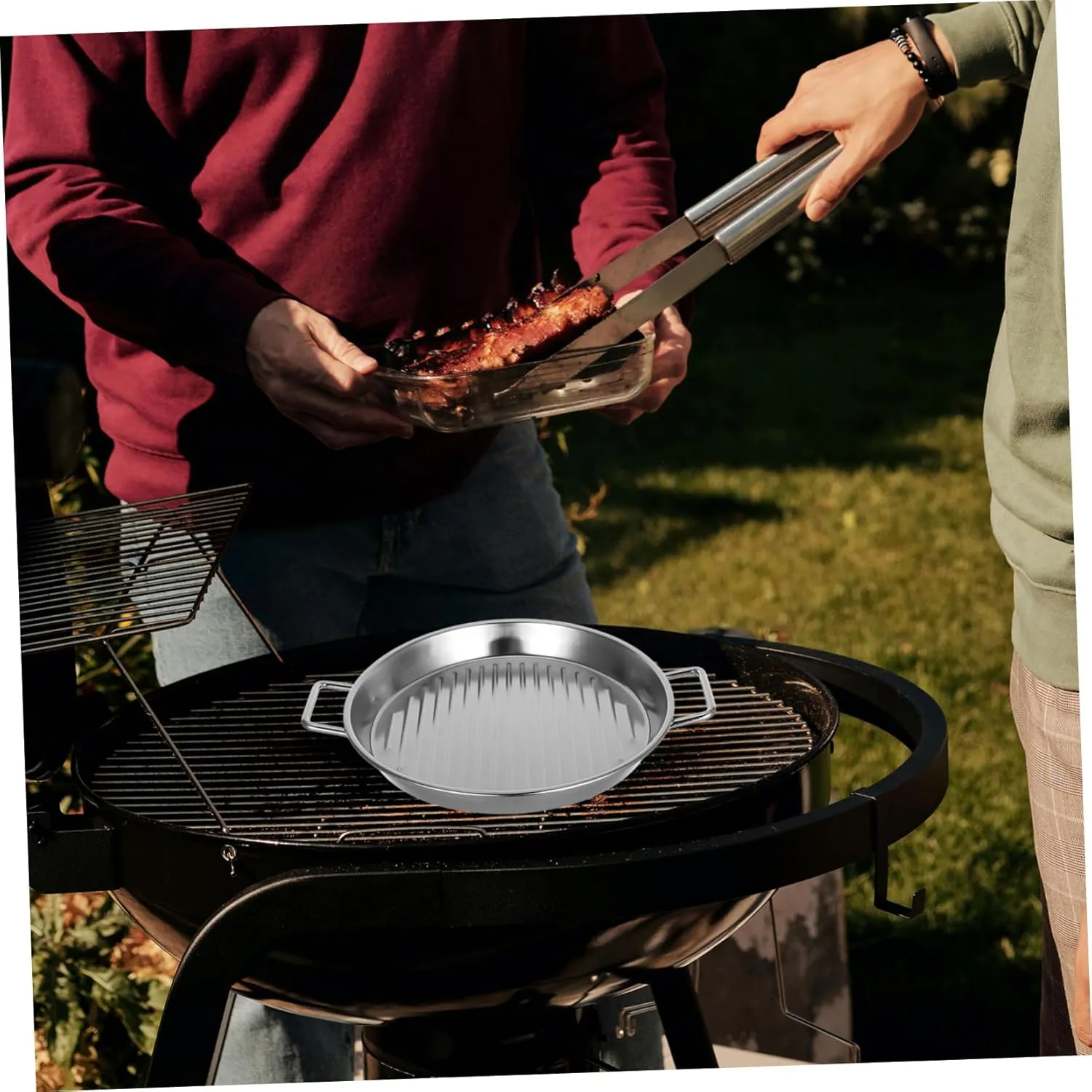 Stainless Steel Bbq Plate 20cm Round Tray Metal Camping Plates for Seafood Steak Snacks Outdoor Picnics and Birthday Gatherings