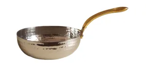 Stainless Steel Hammered Finish Deep Oval Shape Serving Pan with Brass Handle #1, 500 ML, 5.5"