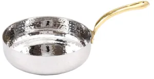 Stainless Steel Hammered Fry Pan with Brass Handle #1, 450 ML, 4.75"