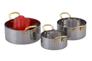 Stainless Steel Hammered Sauce Pan with Both Sided Brass Handle #2, 700 ML, 4.75"