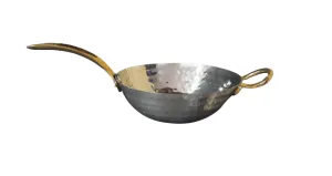 Stainless Steel Hammered Wok with Brass Handle #1, Serve-Ware, 5.75"