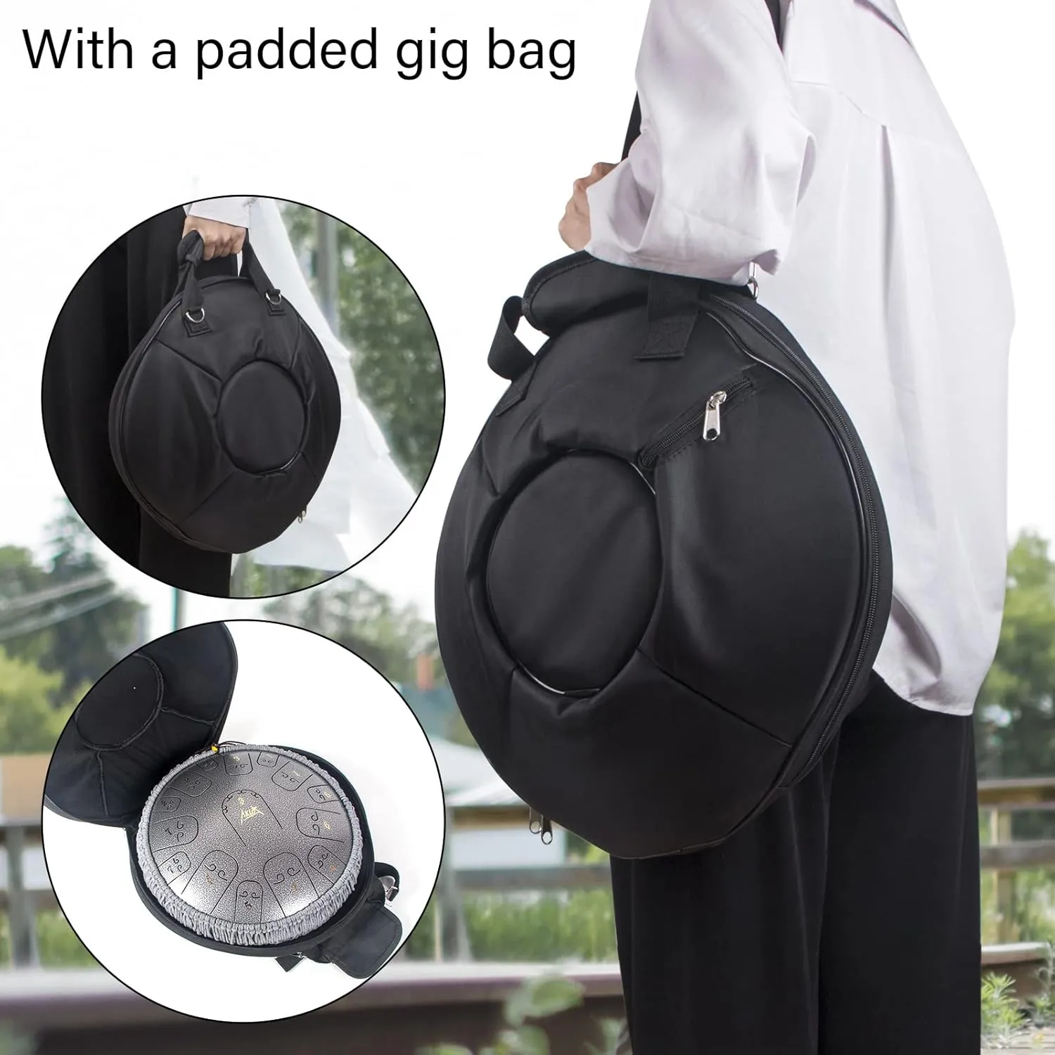 Steel Drum,AKLOT 14 inch 15 Notes Alloy Metal Steel Tongue Drums Hand pan for Adult