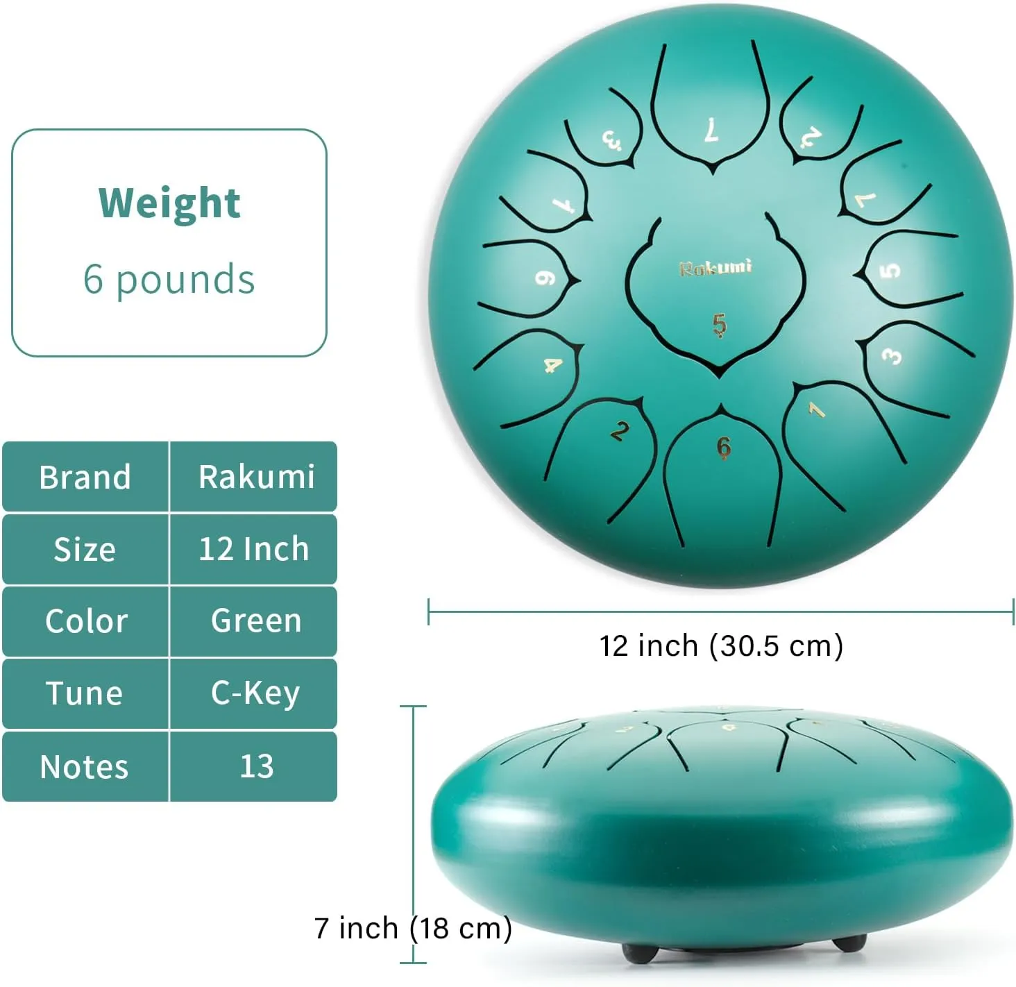 Steel Tongue Drum-13 Note 12 Inch Percussion Instrument Lotus Hand Pan Drum C key with Drum Mallets Carry Bag…