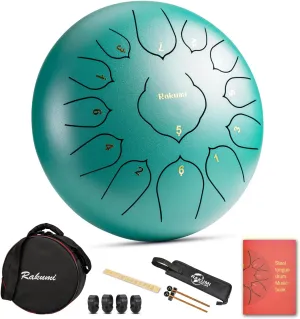 Steel Tongue Drum-13 Note 12 Inch Percussion Instrument Lotus Hand Pan Drum C key with Drum Mallets Carry Bag…