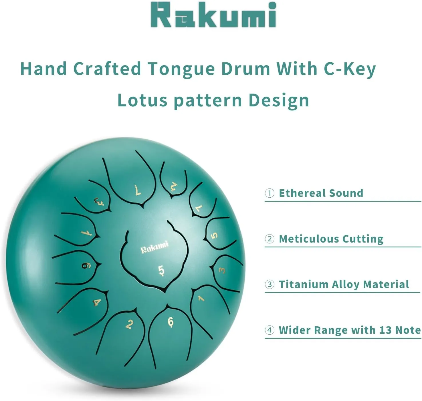 Steel Tongue Drum-13 Note 12 Inch Percussion Instrument Lotus Hand Pan Drum C key with Drum Mallets Carry Bag…