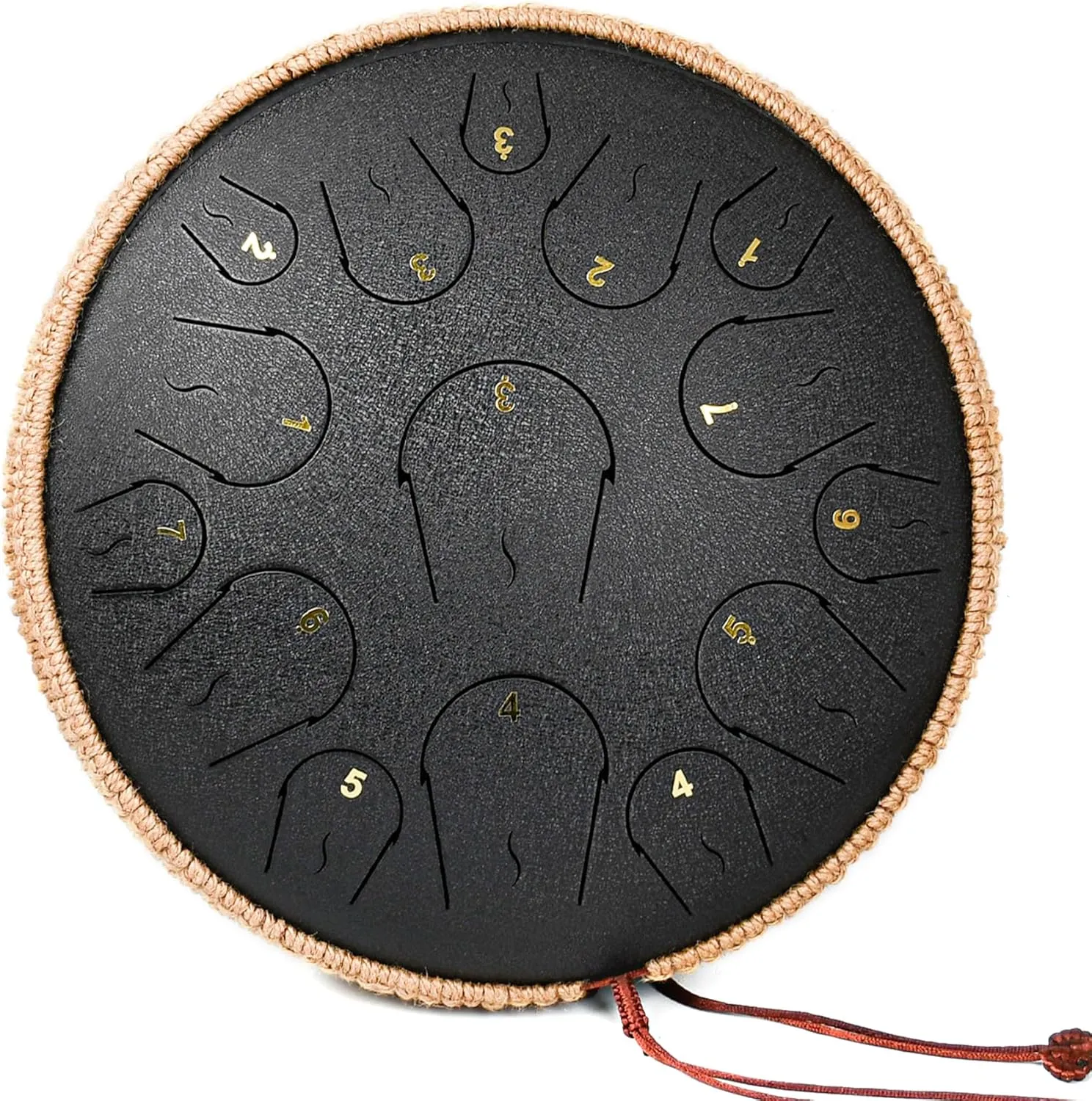 Steel Tongue Drum - 14 Inch 15 Note Tongue Drum - Hand Pan Drum with Music Book, Handpan Mallets and Carry Bag, C Major, Black