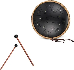 Steel Tongue Drum -14 Inch 15 Notes C Major Handpan Drum Sets, Handpan Drums, Handpan Instrument Handpan Drum For Adults, Rubber Xylophone Mallet Percussion(B)