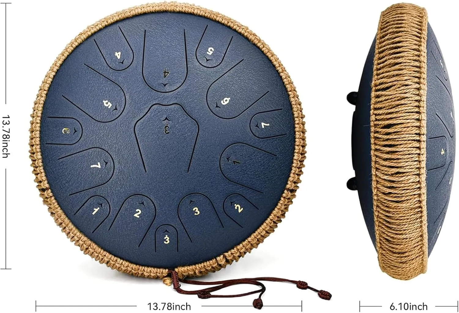 Steel Tongue Drum -14 Inch 15 Notes C Major Handpan Drum Sets, Handpan Drums, Handpan Instrument Handpan Drum For Adults, Rubber Xylophone Mallet Percussion(B)
