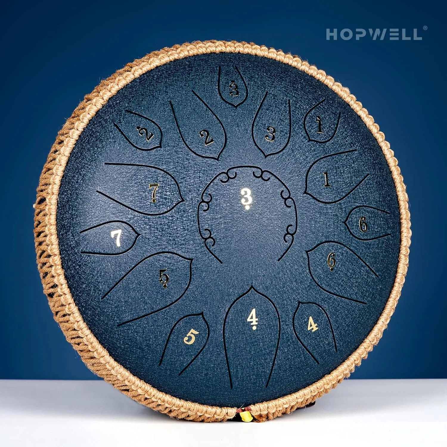 Steel Tongue Drum - 15 Note 12 Inch Tongue Drums - Percussion Instruments - Hand Pan Drum with Music Book, Drum Mallets and Carry Bag, D Major, Navy Blue