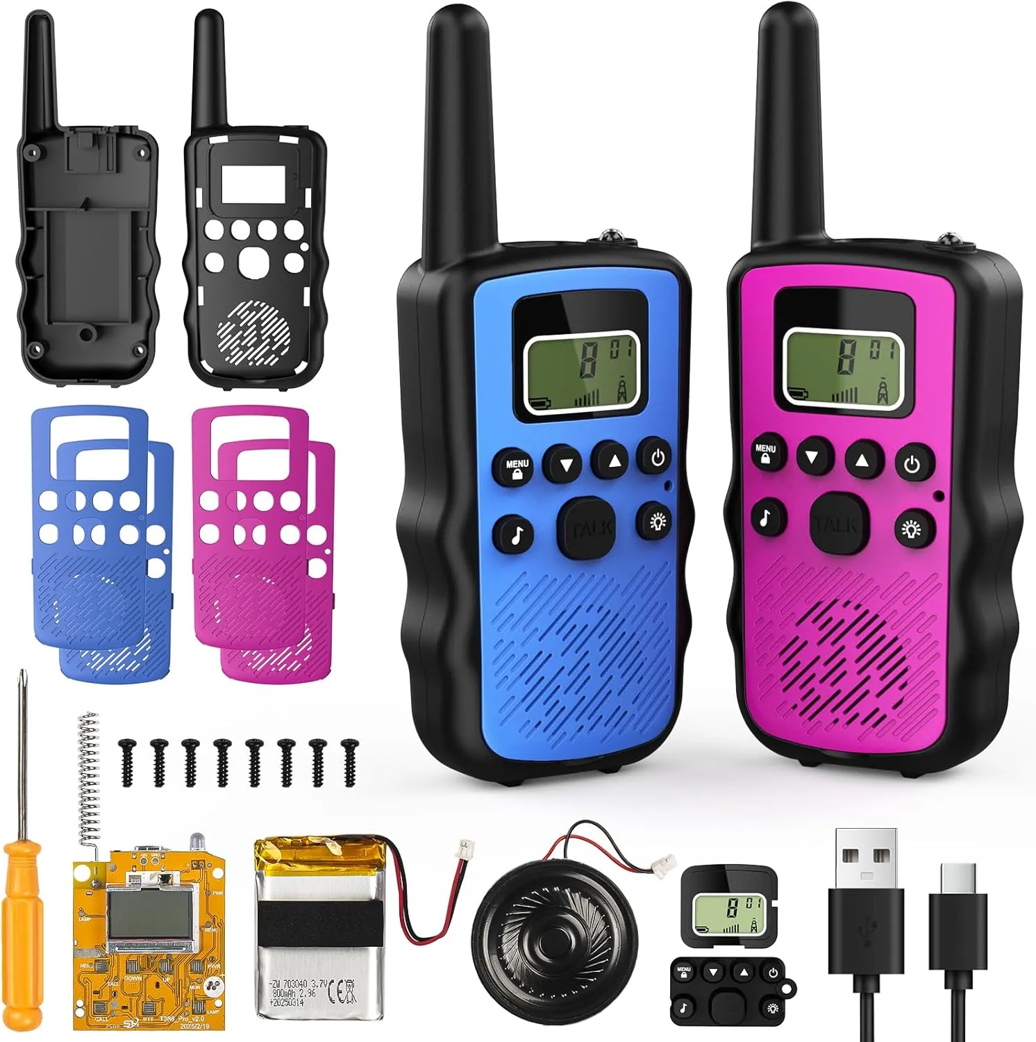 Stem Kits Walkie Talkies for Kids - Science Projects Kit for Kid Age 8-12 Year Old DIY Toys for Teen - Tech Toy Gifts for Boys Girls Ages 10-12 - Rechargeable Walkie-Talkies Long Range 2 Pack