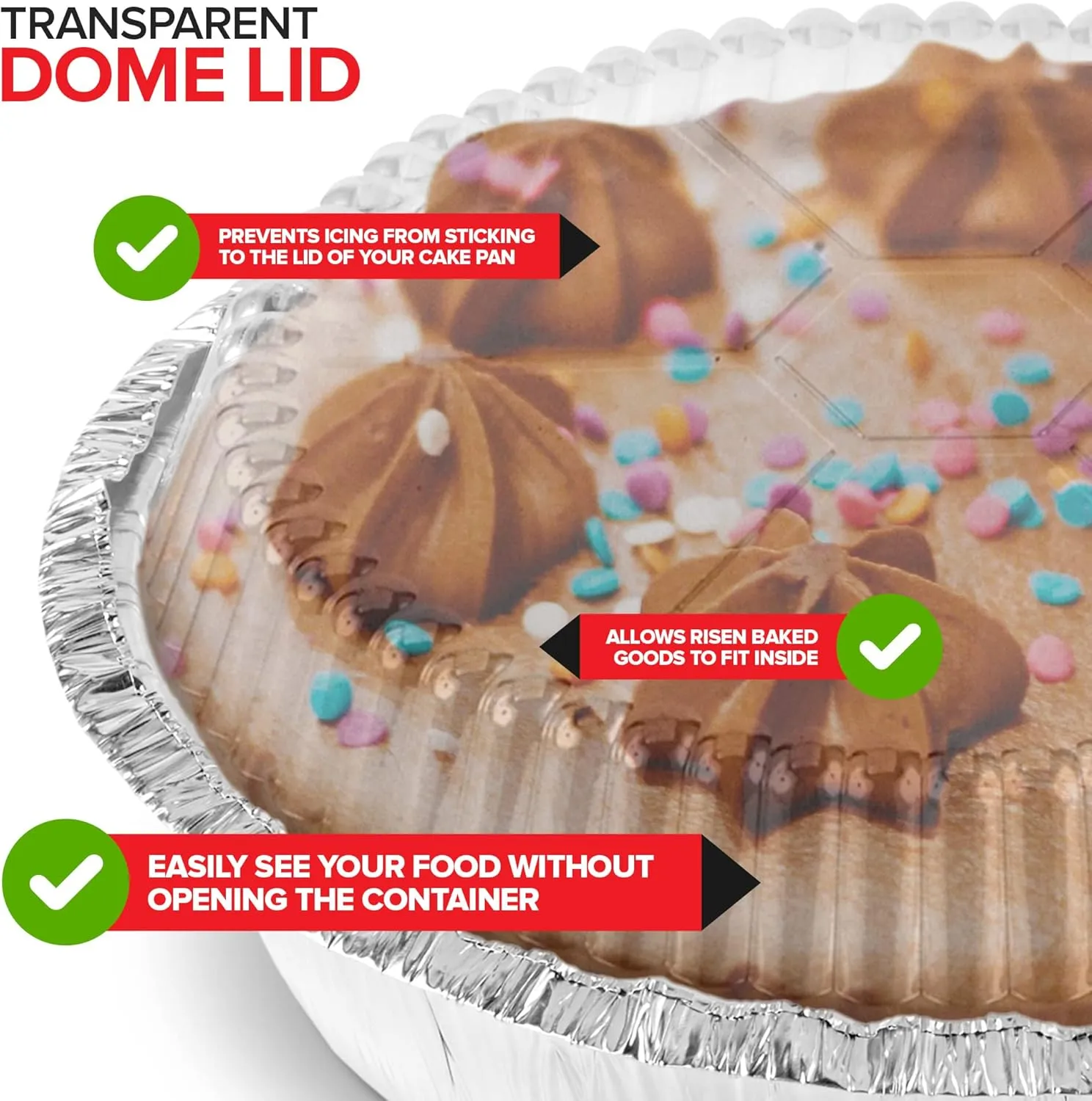 Stock Your Home 7 Inch Round Aluminum Pans with Lids (50 Pack) Disposable Foil Pan with Clear Dome Top, To Go Pie Tins, Containers for Baking or Take out Food